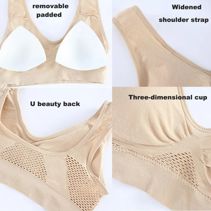 Sports Bras for Women Yoga plus Large Big Size Ladies Bralette Mujer Top Underwear Padded Fitness Running Vest Brassiere S-7XL