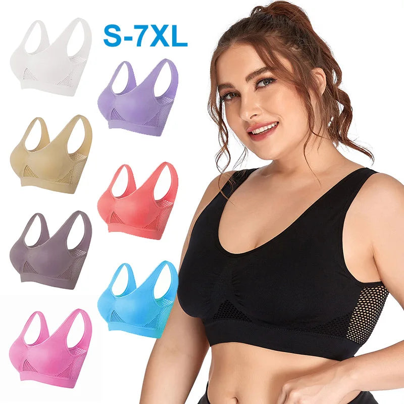 Sports Bras for Women Yoga plus Large Big Size Ladies Bralette Mujer Top Underwear Padded Fitness Running Vest Brassiere S-7XL